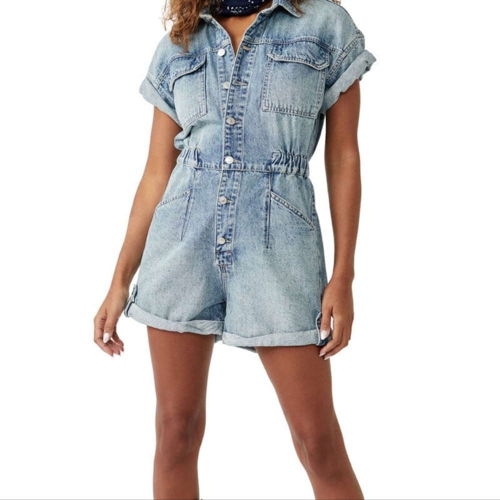 FREE PEOPLE- Free People Women's Marci Cuffed Shortall- Marrakesh - Small - Picture 2 of 6